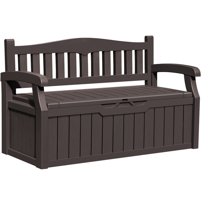 80 Gallon Storage Bench for Patio Furniture, Porch Decor and Outdoor Seating, Brown
