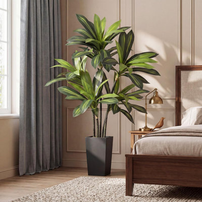 5FT Artificial Dracaena Tree with Tall Planter for Home Office Porch Decor
