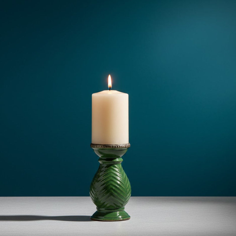  Ensemble de 2 bougeoirs en terre Verde Green, H 8,07 po, H 8,07 po x l 4,5 po x P 4,5 po