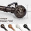 Adjustable Single Curtain Rod Heavy Duty 36-120”,Antique Bronze,Netted Texture Ball Finials-1774418261-1774738936