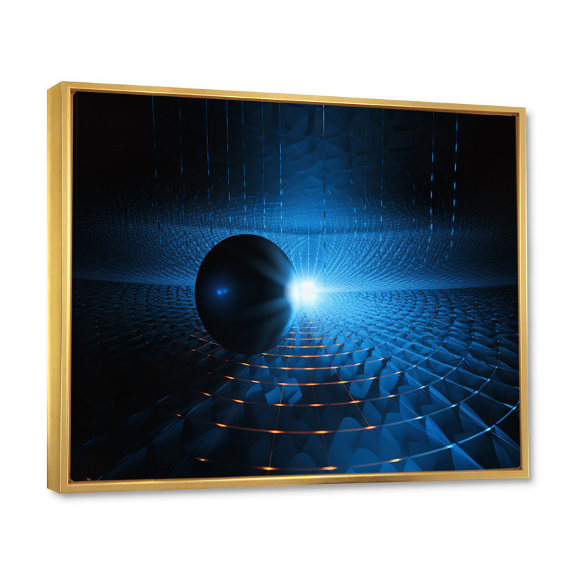 Système solaire bleu galaxie magnétique I - impression, H 30 po x l 40 po x P 1,5 po, Cadre flottant doré