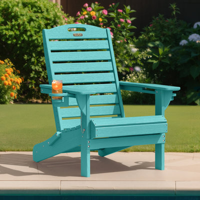 Chaises d'extérieur pour foyer d'extérieur pliables en PEHD résistant aux intempéries avec porte-gobelet Adirondack