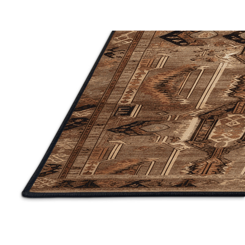 Tapis brun turc lavable à la machine, Rectangulaire 2 pi x 3 pi