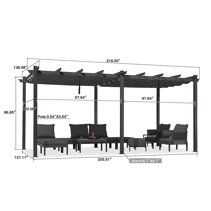 Aluminum Pergola, Grey, 5.5m x 3.7m