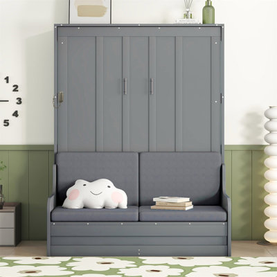 Grand lit escamotable mural avec coussin, grand