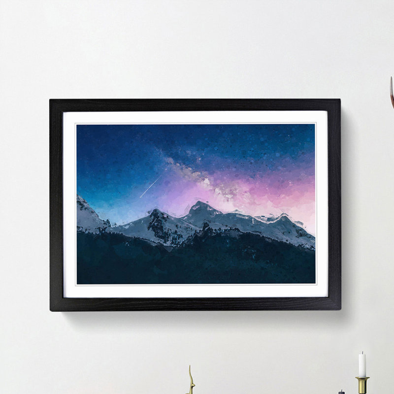 Shooting Star over Moena in Italy in Abstract - Picture Frame Graphic Art Print, Black, 50cm H x 76cm W x 2cm D