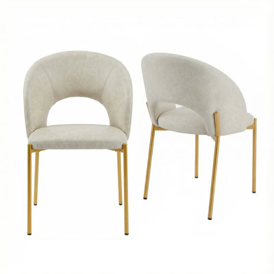 Morden Pu Leather Dining Chairs With Metal Legs (set Of 2) by George Oliver