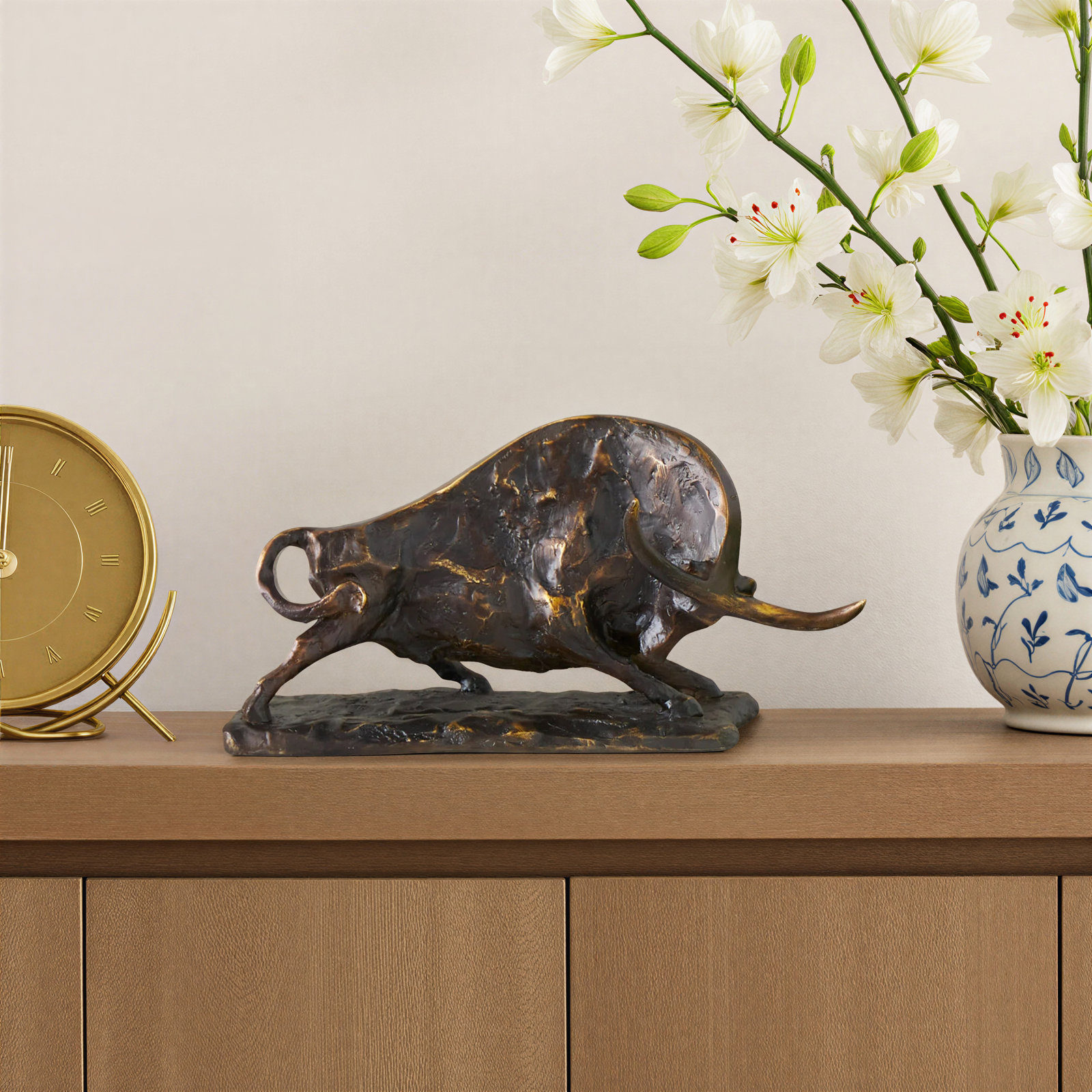 Polystone Bull Decorative Sculpture