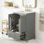 Meuble-lavabo de salle de bain avec lavabo, panneau de fibres à densité moyenne et structure en bois massif-390477024