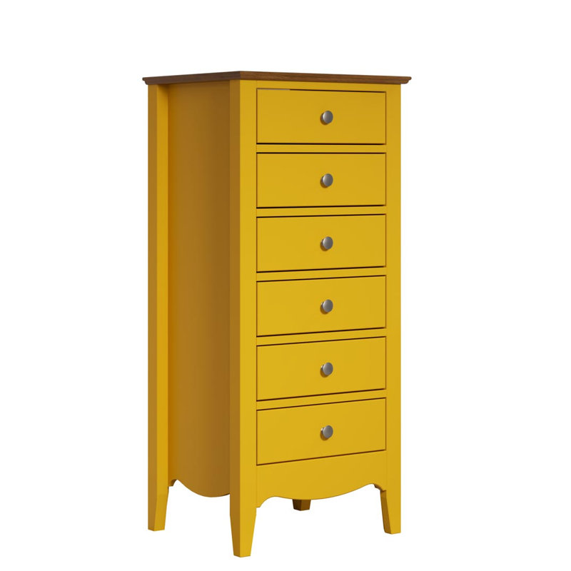 Delrick 6 Drawer 50Cm W Tallboy, Yellow/Brown
