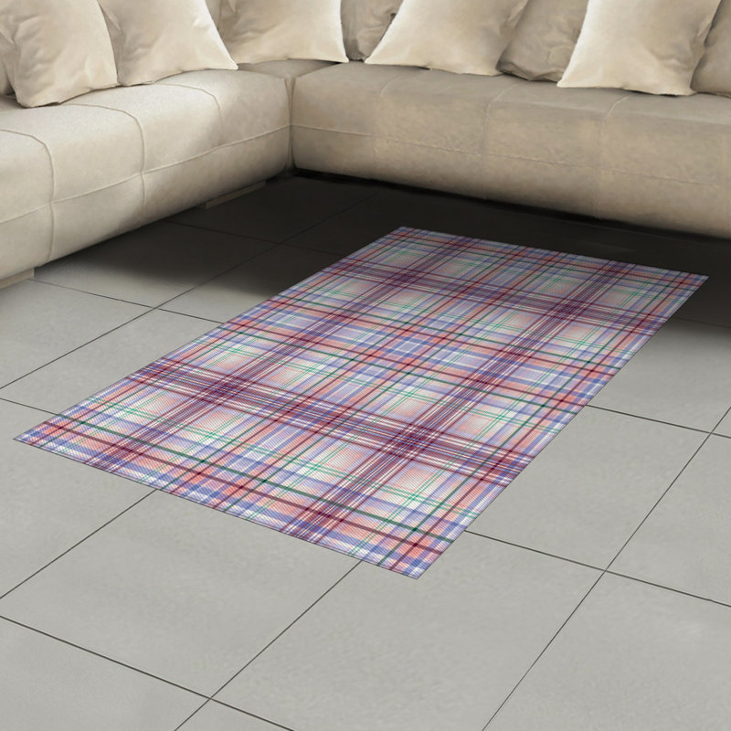Tapis décoratif à haute densité en fibres de polyester à carreaux, Rectangle— 4 pi x 5 pi 8 po