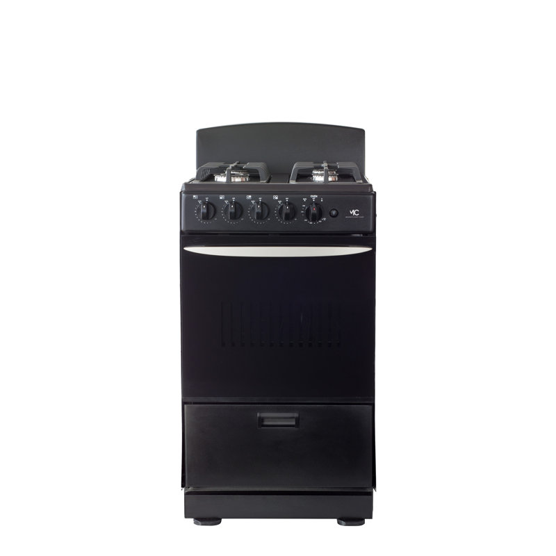 Magnificent Chef - 20" Black Gas Space Saver Range with 2.4 CFT Oven Capacity - Italian SABAF Sealed Burners, 1 Ultra-Fast, 3 Fast – Easy to Clean, Iron Grates, Cool Knobs 