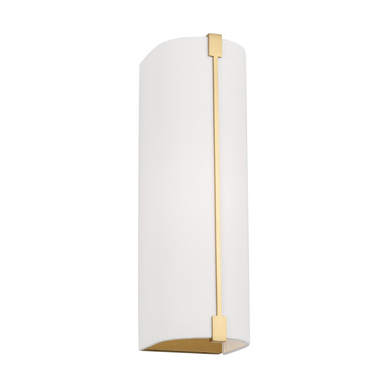 Applique murale de salle de bain 1 lumière Abhisek Thom Filicia avec abat-jour en lin blanc, Bronze brillant