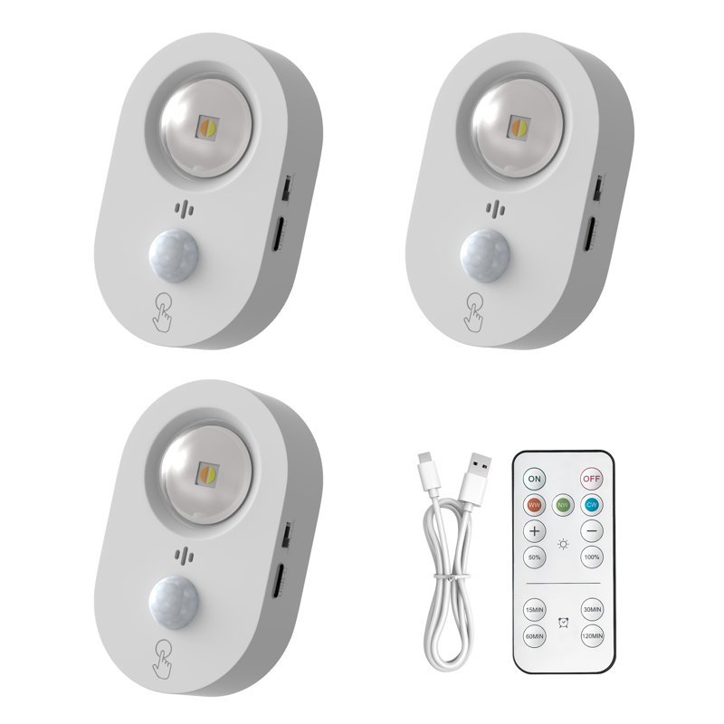 Éclairage pour garde-robe à détecteur de mouvement, blanc, 0,6 W, télécommande, à intensité variable, 750 mah, Blanc