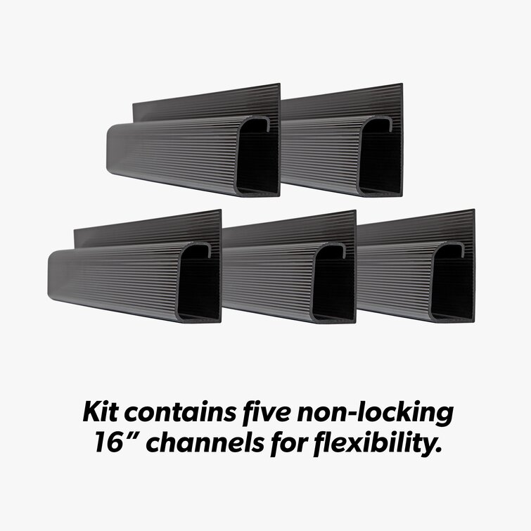 J Channel Cable Management - 5-Pack 16-inch Raceway Channels - Cord Hider Kit (Set of 5) Newton Supply Color: Black 1AGSN078