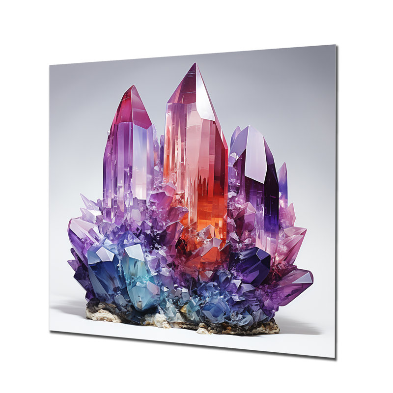 Purple And Red Spiritual Stone Blooms - Spiritual Stone Metal Wall Art, 36" H x 36" W