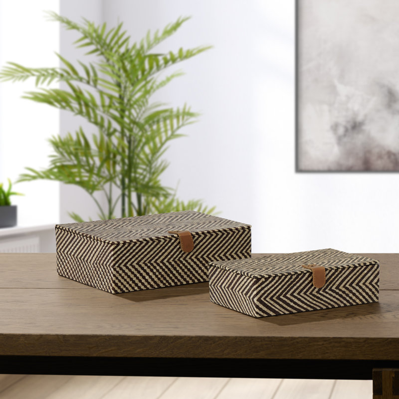 Kursti 2 Piece Handmade Chevron Weave Decorative Box Set