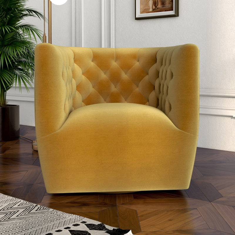 Chaise d'appoint Brandon, Velours jaune foncé