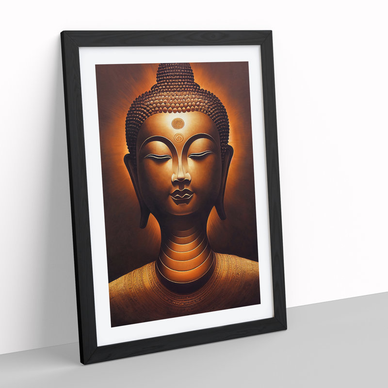 A Peaceful Buddha - Wall Art, Black Framed, 66cm H x 48cm W x 2cm D, White