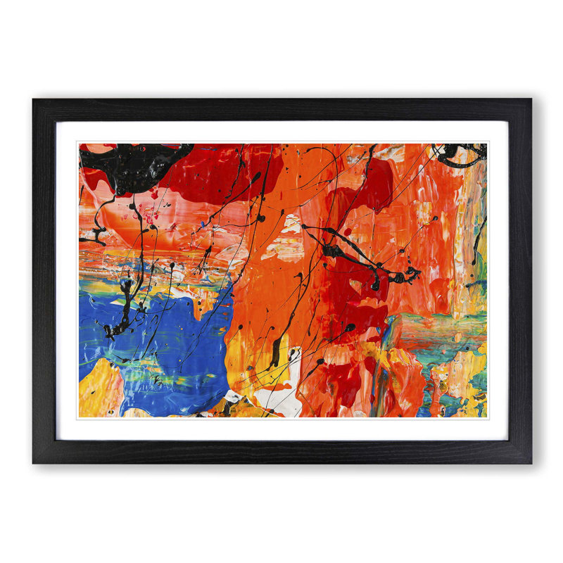 Abstract Art Painting Vol.183 by S.Johnson - Picture Frame Painting Print, 27cm H x 36cm W x 2cm D, Black Framed