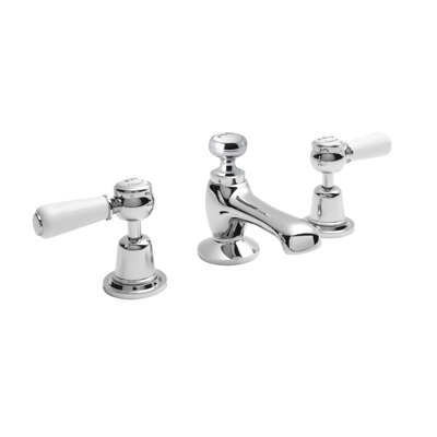 Solid Brass 3 Hole Deck Pillar Taps with Waste
