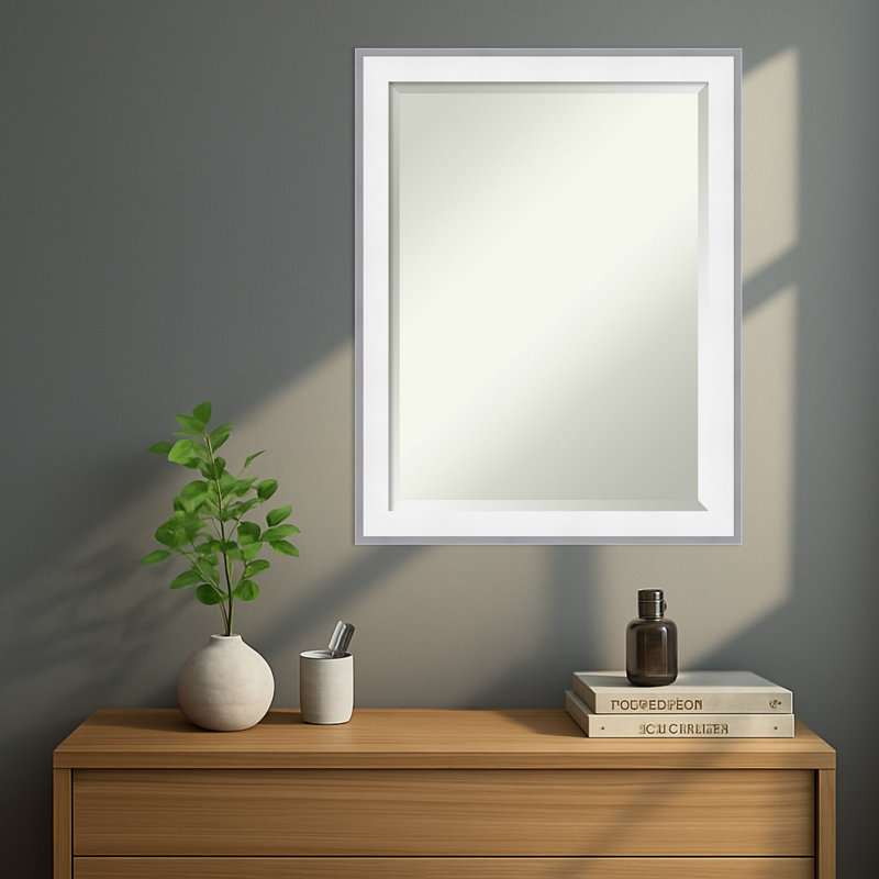 Miroir mural Maya, 27,25 po x 21,25 po, Argent blanc