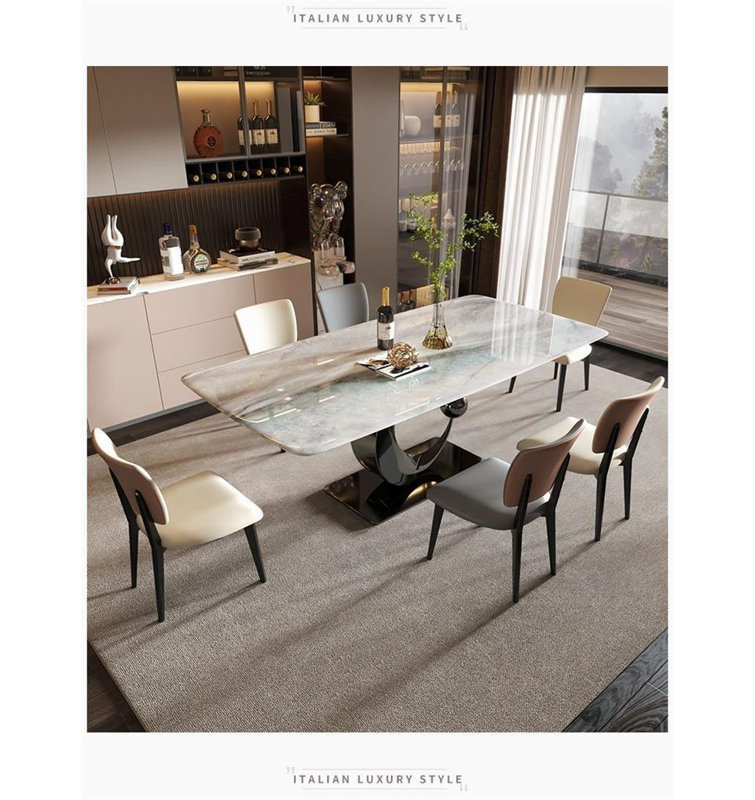 Modern Rectangular Rock Slab Dining Table Sets