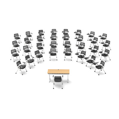 Novelty 33 Person Flip Top 22'' L Modular Training Table and Chair Set with Casters and Modesty Panel