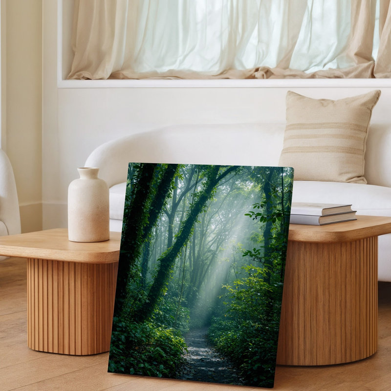 Toile, scène de jungle enchanteresse dense avec des arbres imposants drapés dans un art mural, H 12 po x l 9 po