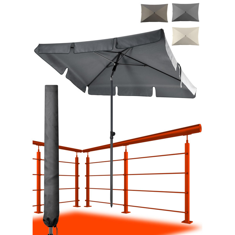 190cm Balcony Parasol, Grey/Brown/Blue