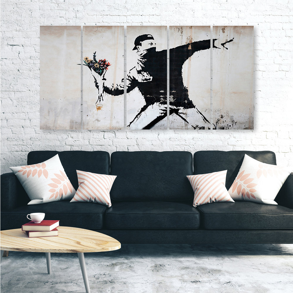 Leinwandbild Banksy Graffiti Art Flowers