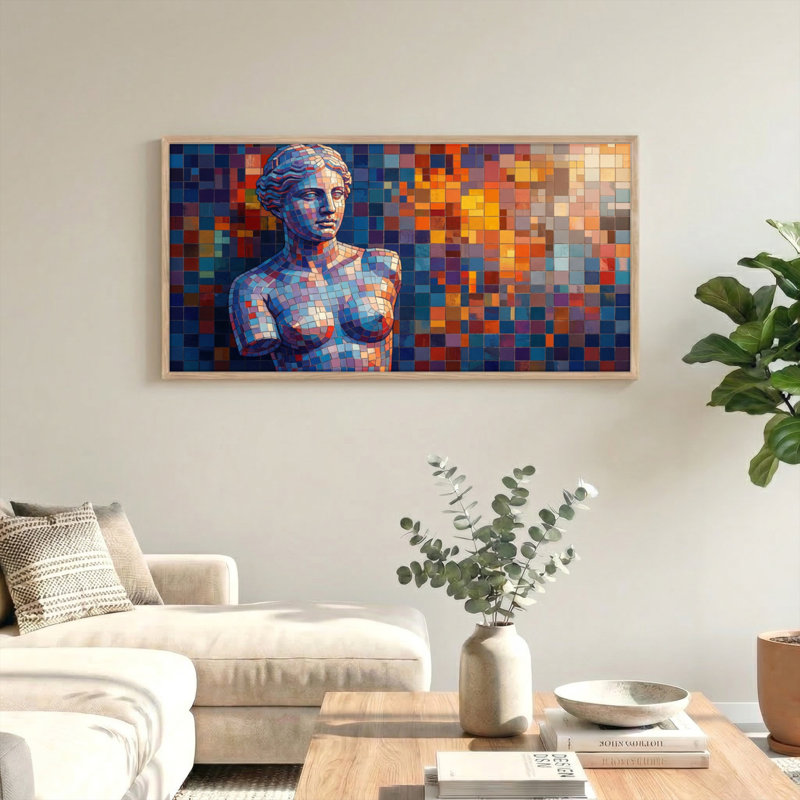 Toile encadrée de style pixel art, 1 pièce, 147 x 71 cm, 58 po x 28 po