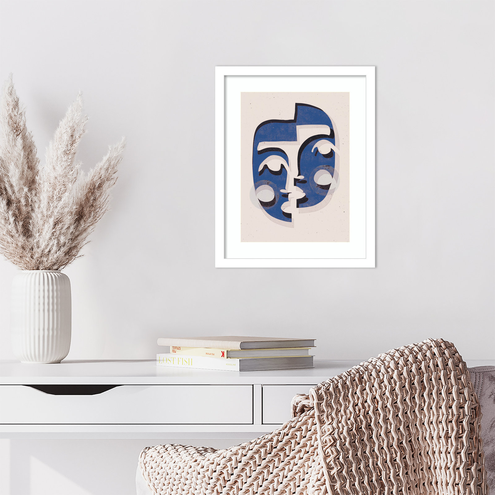 Galya "The Blue Mask" Print by Treechild, 17" H x 14" W, White
