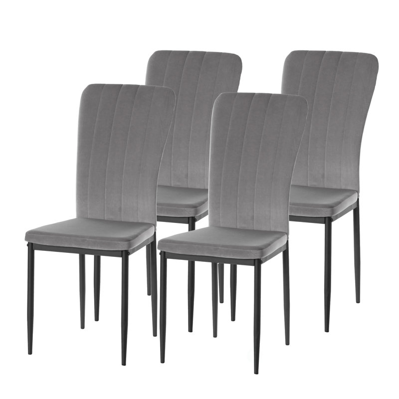 Chaise parsons capitonnée en velours, Gris