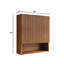 Meuble-lavabo mural moderne en chêne massif de 26 pouces avec compartiment de rangement à lattes en bois massif avec tablette