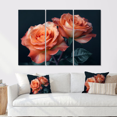 Ensemble de salon Glamour Glow Orange Roses On Black I - Roses