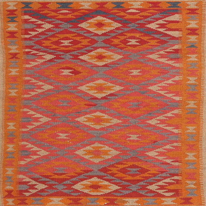 Tapis de zone orange contemporaine Krystyna, Carré 3 pi