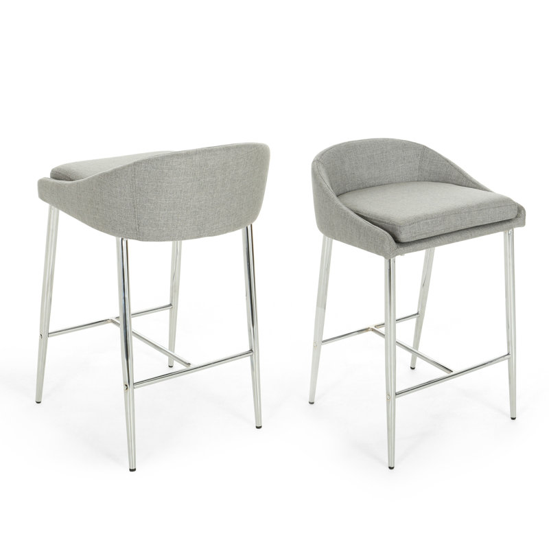 Modern&Simple Design Counter Stools Set of 2 – Upholstered Seats, Chrome-Finished Base for Kitchen Island or Breakfast Nook