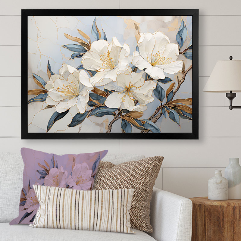 Minimalisme discret Rhododendron I, H 12 po x l 20 po x P 1 po, Cadre simple noir