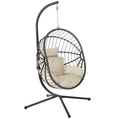 Hanging Egg Chair with Stand – PE Rattan Swing Chair for Patio, Garden & Balcony, 350 lbs Capacity