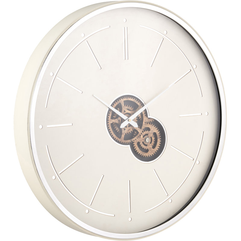 Wood Wall Clock, Silver/Cream