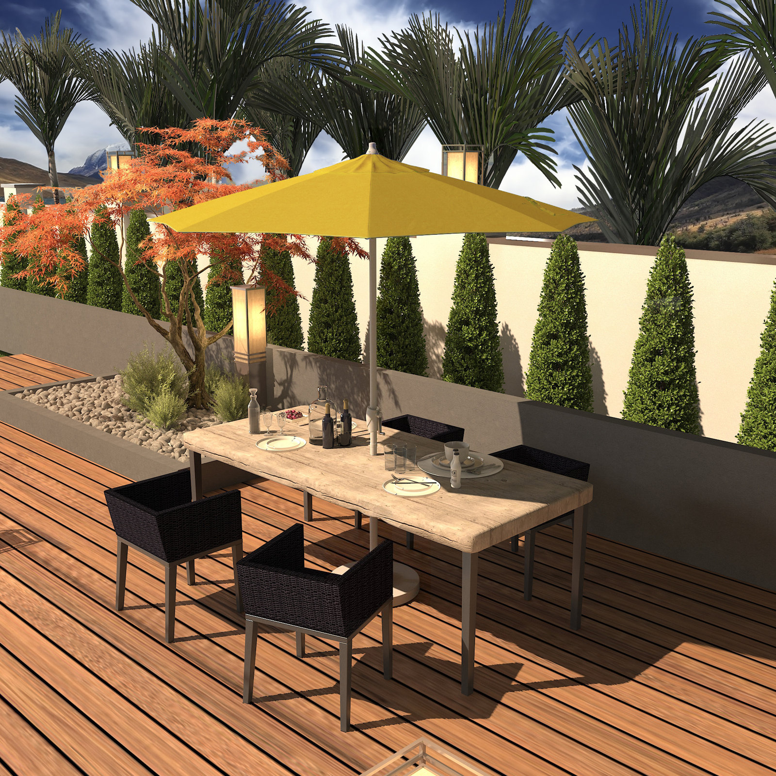 Kenne Sunbrella® Umbrella, Canvas Sunflower Yellow Sunbrella® Canvas, 90" W x 90" D