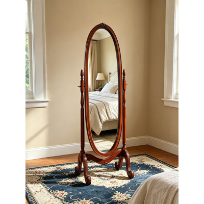 Miroir de style américain en bois massif - Miroir de plancher pleine grandeur tridimensionnel