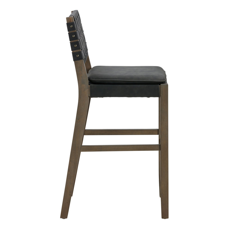 Cohen Black Faux Leather and Wood Bar Stool