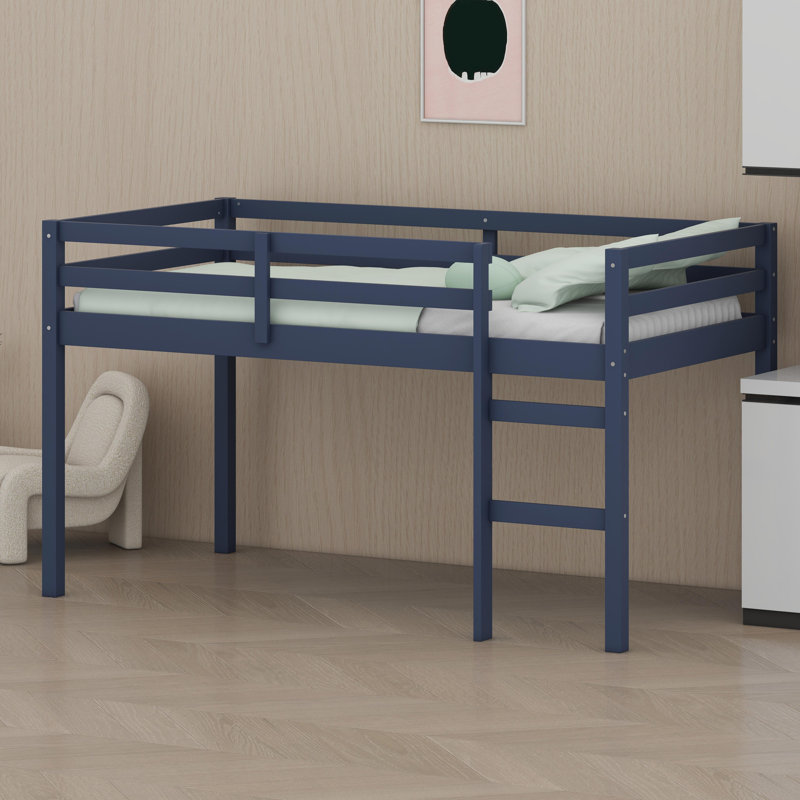 Sturdy Loft Bed Featuring a Ladder and Enhanced Support Slats, Blue