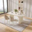 Ensemble de table de salle à manger 62,99 "blanc crème moderne avec 6 chaises, ensemble de table ovale Kichen pour 6, pour la cuisine, le coin repas, la salle à manger-11131618-11131616