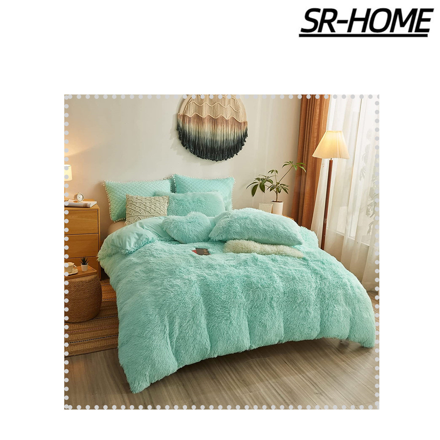 Faux Fur Ombre Stripe Comforter Set