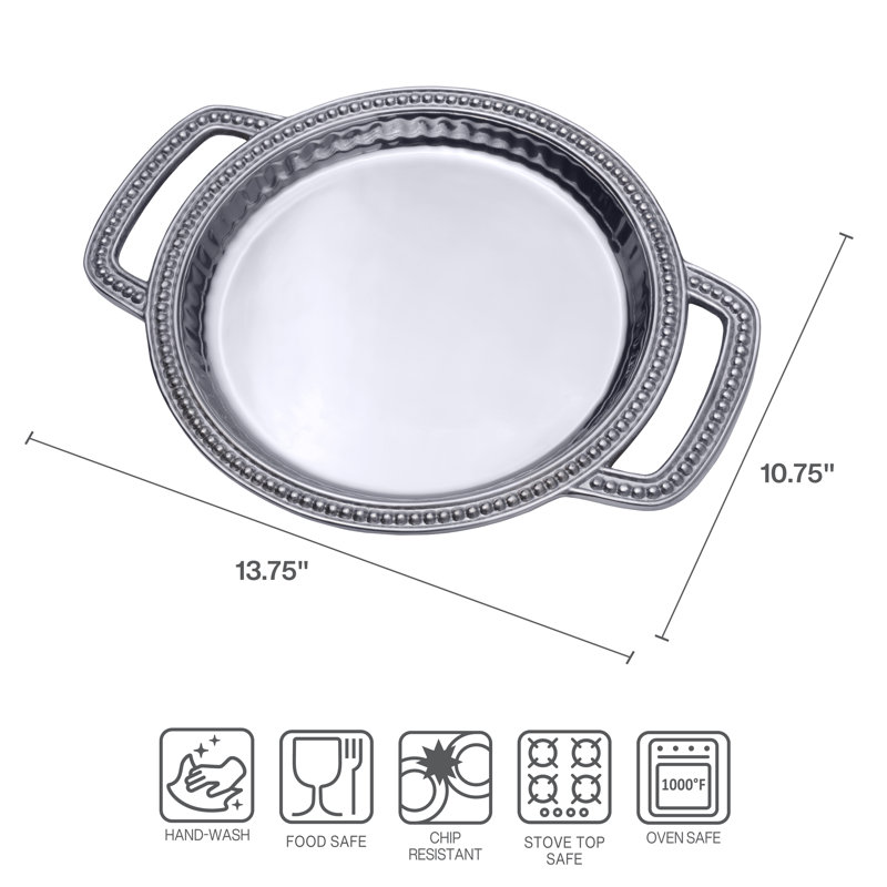 Wilton Armetale Flutes & Pearls Small Round Handled Tray