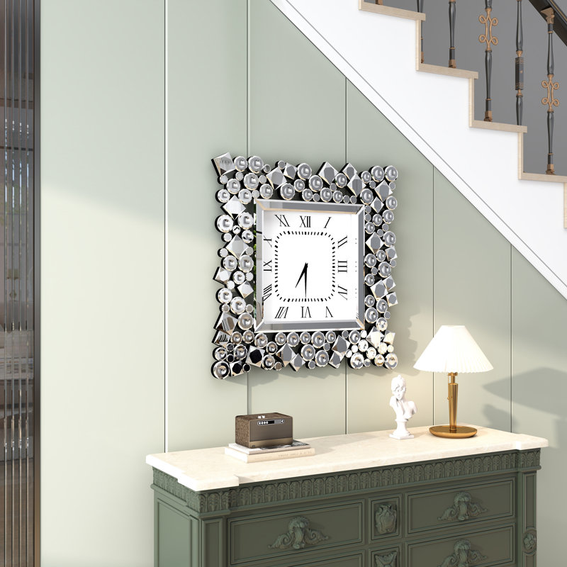 50x50cm Wall Clock Crystal Square Accent Clock