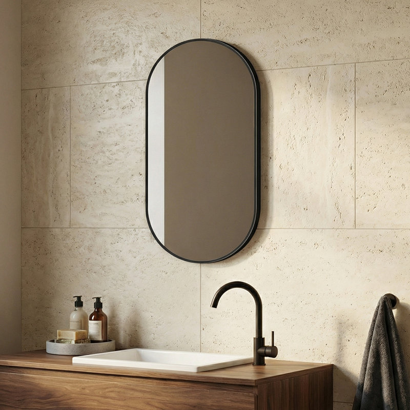 Miroir de salle de bain mural 33 po x 20 po, 33 po x 20 po, Noir